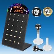 dlbitca display 24 labrets bio flexibles transparentes bolas multi joya anodizada 3mm 8mm distribuidor mayorista