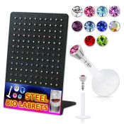 dlijym display 120 labrets bio flexibles transparentes cabeza parte cristal 2 5mm presion 8mm distribuidor mayorista