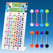 dmvbj2 display 40 barbells lengua acero quirurgico bolas acrilicas colores solidos 6mm 16mm distribuidor