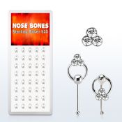 dnbrc4 silver nose bones w clear tri crystals on slave hoop