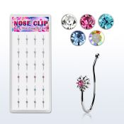dncl5 caja display 24 piercings nariz clip plata 925 sol cristal centro distribuidor