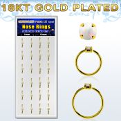 dnsm179 box 18k gold plated silver nose rings w 1.5mm opal top 