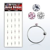 dnsm47 box w silver noose hoops w a 2mm prong set round cz top