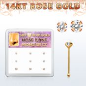 drnb11 caja display 9 piercing nariz hueso oro rosa 14 kts 0 6mm zirconia claras redondas 1 5mm 2mm distribuidor mayorista