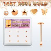 drnb20 caja display 9 piercing nariz hueso oro rosa 14 kts 0 6mm formas bola estrella redonda corazon mariposa distribuidor mayorista