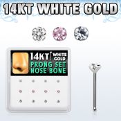 dwnb10 caja display 12 piercing nariz hueso oro blanco 14 kts 0 6mm zirconia redonda 2mm mayorista