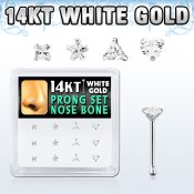 dwnb13 caja 12 piercing nariz hueso oro blanco 14 kts 0 6mm zirconia formas cuadrado estrella tri corazon mayorista