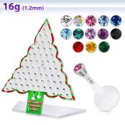 dxmas4 display acrilico arbol navidad 64 labret bio flexible transparente joya presion 2 5mm 6mm 8mm distribuidor mayorista