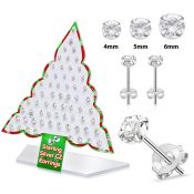 dxmas5 display acrilico arbol navidad 32 pares piercings oreja acero quirurgico zirconia redondas claras 4mm 6mm venta
