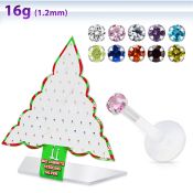 dxmas6 display acrilico arbol navidad 64 labret bio flexible transparente plata esterlina zirconita redonda 2mm al por mayor