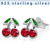 echc pendientes plata esterlina 925 cereza cristal 1 par distribuidor