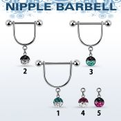 efrsnp6 barbell pezon estribo acero quirurgico bolas 5mm bola 6mm multi cristal ferido colores al por mayor