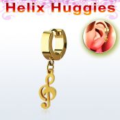ehg709 pendiente huggie helix acero inoxidable pvd oro nota musical oro se vende por pieza mayorista