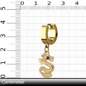 ehg721 pendiente huggie helix acero inoxidable pvd oro dragon oro colgado ojos cristal se vende por pieza distribuidor mayorista