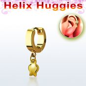 ehg767 pendiente huggie oreja acero inoxidable pvd dorados colgante tulipan oro & distribuidor