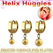 ehgfot pendiente huggie helix acero inoxidable pvd oro superficie efecto esmerilado pvd oro se vende por pieza venta