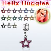 ehh488 pendiente huggie helix acero inoxidable estrella cristal se vende por pieza venta