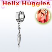 ehh583 pendiente huggie helix acero inoxidable pluma se vende por pieza distribuidor mayorista