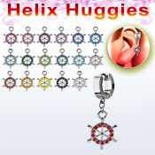 ehh633 pendiente huggie helix acero inoxidable timon barco cristal colgado se vende por pieza al por mayor