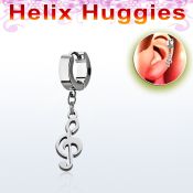 ehh709 pendiente huggie helix acero inoxidable nota musical se vende por pieza venta