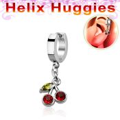 ehhchz pendiente huggie helix acero inoxidable cereza zirconia se vende por pieza venta