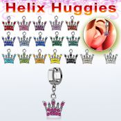 ehhcr4 pendiente huggie helix acero inoxidable corona cristal se vende por pieza al por mayor