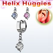 ehhz10 pendiente huggie helix acero inoxidable delfin zirconia se vende por pieza al por mayor