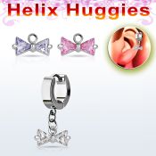 ehhz408 pendiente huggie helix acero inoxidable arco zirconia colgado se vende por pieza venta