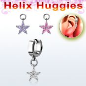 ehhz413 pendiente huggie helix acero inoxidable colgante flor zirconia plata venta