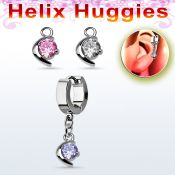 ehhz8 pendiente huggie helix acero inoxidable luna zirconia redonda se vende por pieza distribuidor