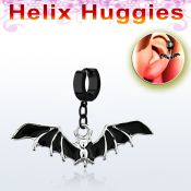 ehk569 pendiente huggie helix acero inoxidable pvd negro murcielago negro colgado se vende por pieza venta