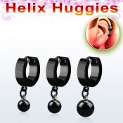 ehkbt pendiente huggie helix acero inoxidable pvd negro bola acero quirurgico anodizada negra 8mm se vende por pieza mayorista