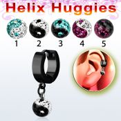 ehkfry8 pendiente huggie helix acero inoxidable pvd negro 8mm multi cristal ferido ying yang se vende por pieza mayorista