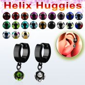 ehkmjt pendiente huggie helix acero inoxidable pvd negro bola multi joyas acero 316l anodizado negro se vende por pieza mayorista