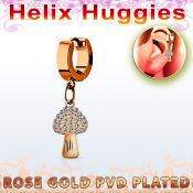 ehr764 pendiente huggie helix acero inoxidable pvd oro rosa colgante seta cristal oro rosa al por mayor