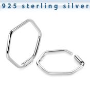 endh silver endless nose hoop hexagon shape design