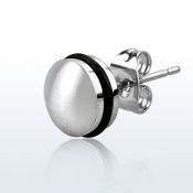 er103 par piercing oreja boton acero inoxidable mate pulido anillos goma 10mm mayorista