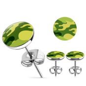 er257 par piercings oreja acero inoxidable logo camuflaje 10mm distribuidor