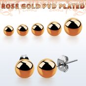 erbtt par piercing oreja bola acero quirurgico pvd oro rosa distribuidor mayorista