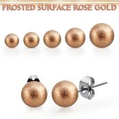 erfobtt par piercing oreja acero 316l oro rosa esmerilado bola distribuidor mayorista