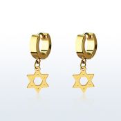 ergdsr pendiente huggie oreja acero inoxidable pvd dorado colgante estrella david mayorista