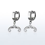 erh516 par pendientes huggie oreja acero inoxidable brillo espejo colgante bigote frances mayorista