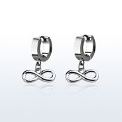 erh618 par pendientes huggie oreja acero inoxidable brillo espejo colgante infinito mayorista