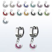 erh734 par pendientes huggie oreja acero inoxidable brillo espejo colgante luna cristal venta