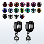 erkmjt6 pendiente huggie oreja acero inoxidable pvd negro 6mm multi jewel ball distribuidor mayorista