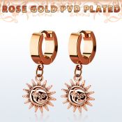 err726 pendiente huggie oreja acero inoxidable pvd oro rosa colgante liso sol oro rosa mayorista