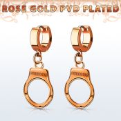 err765 pendiente huggie oreja acero inoxidable pvd oro rosa colgante esposas grabado freedom oro rosa distribuidor