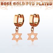 errdsr pendiente huggie oreja acero inoxidable pvd oro rosa colgante estrella david distribuidor