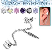 erzdld12 piercing oreja acero inoxidable zirconia redonda conectada falsa esclava helix clip pluma larga colgando distribuidor mayorista