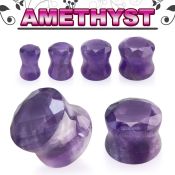 fgsc precious amethyst stone double flare plug faceted cut